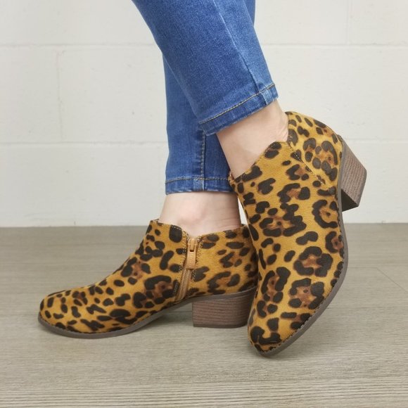 Faux Suede Leopard Print Ankle Booties - Picture 12 of 16